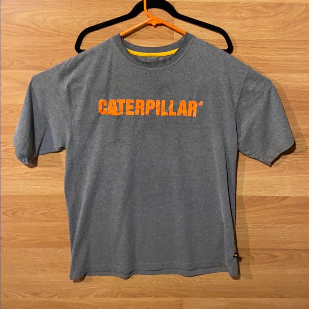 CAT CATERPILLER Short Sleeve Shirt XL Gray/Orange